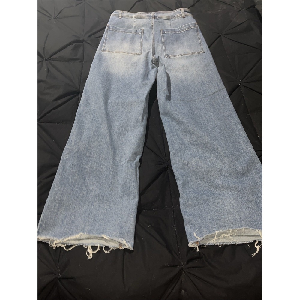 Oat NY Jean Powder Light 10/30 Distressed Hem Bell Bottom Wide Leg High Rise - Picture 8 of 8